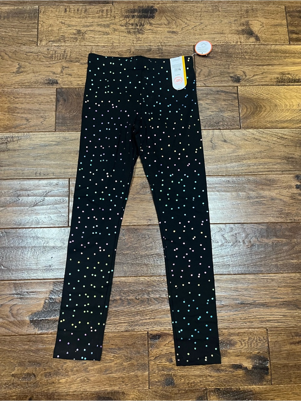 Wonder nation Kids size 10-12 Black Polka Dot Leggings - Multicolor Dots